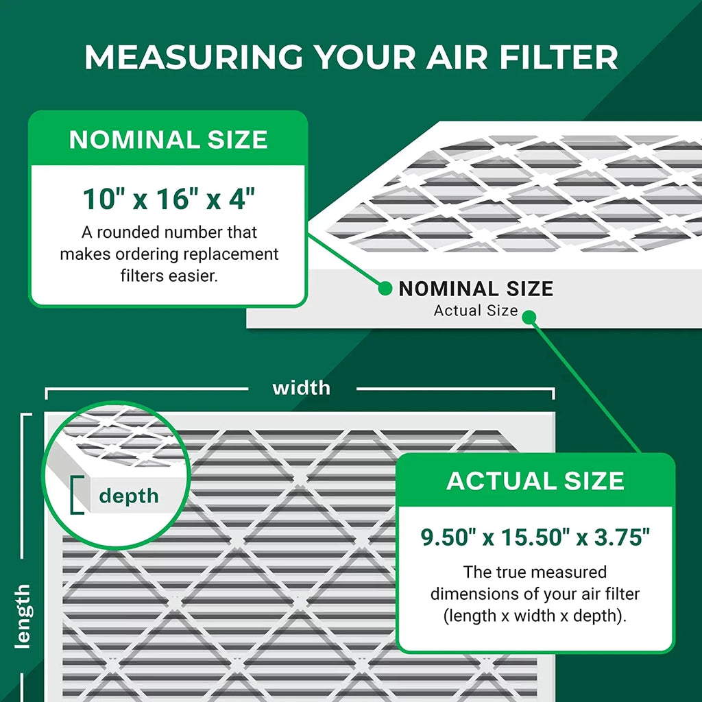 Filterbuy 10x16x4 MERV 13 Pleated HVAC AC Furnace Air Filters (12-Pack)