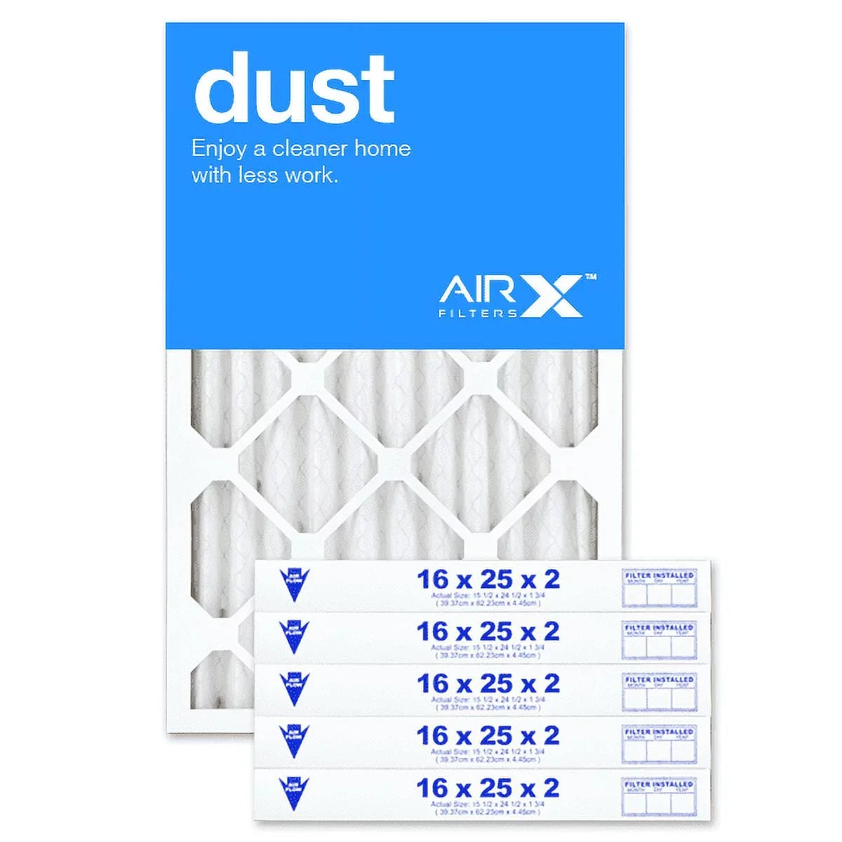 AIRx Filters 16x25x2 Air Filter MERV 8 Pleated HVAC AC Furnace Air Filter, Dust 6-Pack, Made in the USA