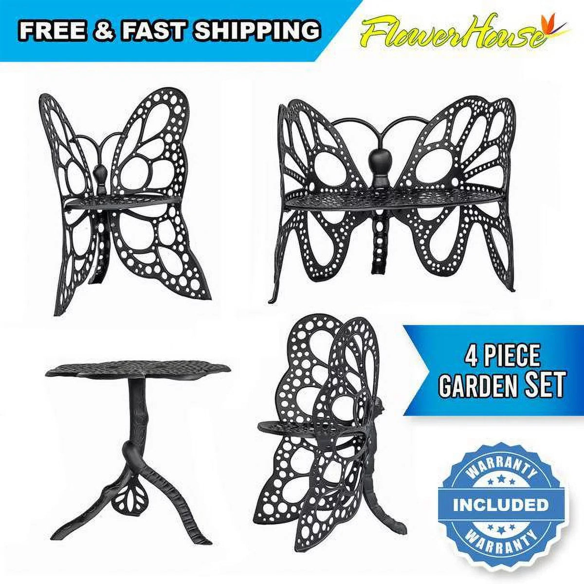 FlowerHouse  Butterfly Deluxe Garden Set - Black